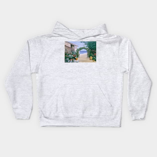 SEASIDE TRELLIS Kids Hoodie by dartist